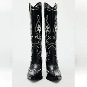 ZARA HEELED FLORAL COWBOY BOOTS